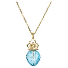 MOISEIKIN® invites you to a unique opportunity to keep your favourite scents at the very heart. Inspired by an ancient tradition, this precious pendant necklace has an elegant perfume bottle. The sky blue topaz is specially carved in multi-facet and perfectly polished so that the bottle is reflected under the light as if a mirror ball. It is adorned with an 18-carat gold cap, resembling the Saint Basil cathedral turret. The body is elegantly decorated with a diamond belt. The perfume applicator Exquisite Blue Topaz Necklace Gift, Exquisite Blue Topaz Necklace For Gift, Blue Topaz Heart Pendant Necklace For Gift, Blue Topaz Heart Pendant Necklace As Gift, Elegant Blue Topaz Teardrop Pendant Necklace, Blue Topaz Pendant Necklace For Formal Occasions, Formal Blue Topaz Pendant Necklace, Blue Topaz Pendant Necklace For Wedding, Blue Topaz Briolette Necklace For Gifts