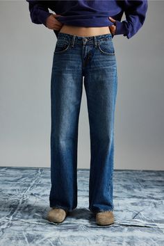 Levi’s® Low Loose Jean | Urban Outfitters Levi's Jeans Aesthetic, Levi's Wide Leg Jeans For Everyday Wear, Levi's Relaxed Fit Wide Leg Flare Jeans, Levis Low Loose Jeans, Jeans Inspo Style, Levi's Relaxed Fit Dark Wash Flare Jeans, Wide Cuff Jeans Outfit, Loose Bootcut Jeans, Loose Jeans Outfit