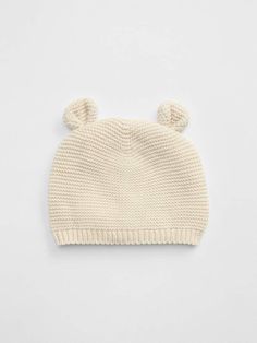 Gap Baby Bear Garter Beanie Knitted Baby Beanies, Newborn Girl Hat, Bear Beanie, Baby Beanie Hats, Bear Hat, Toddler Hat, Bear Ears, French Vanilla, Beanie Babies