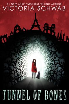 the cover to tunnel of bones by victoria schwab, with a woman standing in an open doorway