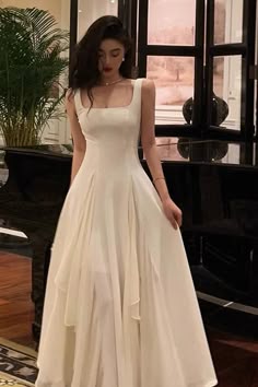 Une robe de bal de cou carré de ligne, robe de soirée élégante de longueur de la cheville Prom Dress Ankle Length, Square Neck Prom Dress, Dress Ankle Length, Elegant Evening Gown, Mermaid Prom Dresses Lace, Long Formal Gowns, Corset Dress Prom, Purple Prom Dress, Korean Stuff