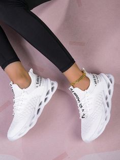 Color:White \nMaterial:Fabric \nOutsole Material:EVA \nUpper Material:Mesh \nActivity:Daily & Casual \n Shoes For School, Casual Walking Shoes, Women Running Shoes, Women Running, Womens Athletic Shoes, Chunky Sneakers, Outdoor Shoes, Outdoor Woman, Walking Shoes