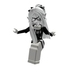 a lego figure is dressed in black and white with an evil look on her face