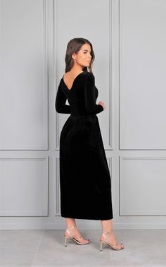 "Velvet dresses for bridesmaids and parties. Women's dresses are made of high quality fabric. Our dresses are made with love in Europe. More Désir Vale dresses can be found here: https://www.etsy.com/shop/DesirVale?ref=seller-platform-mcnav ❖ If you wish another neckline, back, sleeves.. write it in order's note. ❖ The material is quality, flexible and stretchy. ❖ The top of the dress is lined. ❖ In my shop the size scale is different. Please read the dress description and find your size. ❖ In n Fitted V-neck Maxi Dress For Gala, Black Long Sleeve Dress With Fitted Bodice, Fitted Long V-neck Dress For Party, Long Sleeve Evening Dress With Fitted Bodice For Cocktail, Cocktail Evening Dress With Long Sleeves And Fitted Bodice, Cocktail Evening Dress With Fitted Bodice And Long Sleeves, Cocktail Gown With Fitted Bodice And Long Sleeves, Fitted Velvet V-neck Dress For Holidays, Fitted A-line Velvet Dress For Formal Occasions