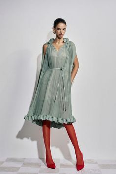 Carnation Drop Waist V-Neck Chiffon Midi Dress | MEAN BLVD V-neck Chiffon Dress For Evening In Spring, Chic Chiffon V-neck Midi Dress, Spring V-neck Chiffon Cocktail Dress, Chic V-neck Chiffon Cocktail Dress, Chic Summer Silk Chiffon Midi Dress, Chic Flowy Chiffon Dress For Cocktail, Chic Flowy Chiffon Cocktail Dress, Chic Chiffon Asymmetrical Dress For Evening, Chic Chiffon Midi V-neck Dress