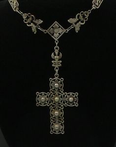 Jewelry Type:         Necklace Metal Type:            925 Silver Metal Size:             38" Chain  4.5" Pendant  Stone Type:            N/A Condition:              N/A Jewelry Weight:     98.2 Grams Cross Chain Necklace, Antique Jewelry Necklace, Clear Pictures, Sterling Silver Cross Pendant, Silver Cross Pendant, Religious Cross, Cross Chain, Lovely Ring, Sterling Silver Cross