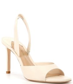 Antonio Melani Lyssa Leather Slingback Sandals | Dillard's Elegant Synthetic Slingback Sandals With 4-inch Heel, Classic Slingback Sandals With 4-inch Heel For Summer, Strappy Slingback Sandals With 4-inch Heel, Summer Strappy Slingback Sandals With 4-inch Heel, Cream Slingback Sandals For Summer, Fitted Open Toe Slingback Sandals With Padded Heel, Elegant Slingback Pumps With Adjustable Straps, Cream Slingback Pumps For Summer Evenings, Strappy Slingback Pumps With 4-inch Heel For Spring