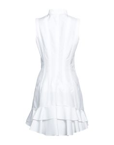 Plain weave, Short sleeves, Ruffles, Solid color, Mandarin collar , Color: White , Size: 8 Fashion And Design, Plain Weave, Mandarin Collar, Short Dress, Ruffles, Color White, Short Sleeves, Solid Color, Mini Dress