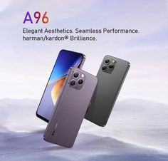 two new smartphones are shown in this advertisement for the company's newest phone