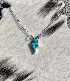 "Western Lightning Bolt Necklace Faux Turquoise Stone  Charm measures 0.7\" tall Made with alloy metals! Don't forget to check out my shop for the matching earrings and ring!" Adjustable Nickel Free Blue Jewelry, Nickel Free Southwestern Jewelry For Gift, Turquoise Metal Jewelry For Gifts, Southwestern Style Jewelry With Adjustable Chain, Southwestern Style Metal Jewelry As Gift, Turquoise Costume Jewelry, Trendy Blue Dangle Jewelry, Southwestern Style Dangle Jewelry As Gift, Turquoise Dangle Metal Jewelry