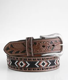 Nocona Western Leather Belt - Brown 34, Men's Brown Embroidered 1 3/8 belt Interchangeable buckle. Due to the nature of leather/suede, small variances of color in the skin may occur, this is in no way considered a defect. These are inherent characteristics of leather/suede and will enhance the individual look of your garment.. Genuine leather.. MEN'S BELT SIZE CONVERSION CHART Waist (size) 28-30 32-34 36-38 40-42 44-46 Belt Length 30-32 34-36 38-40 42 44 Belt Size S M L XL XXL *Conversion sizes Mens Western Belt, Traditional Leather Belt With Concho, Brown Leather Rodeo Belt, Brown Leather Belt For Rodeo, Black Leather Embroidered Belt Buckles, Southwestern Hand Tooled Leather Belt, Southwestern Style Hand Tooled Leather Belt, Black Leather Hand Tooled Belt Buckles, Black Hand Tooled Leather Belt Buckles