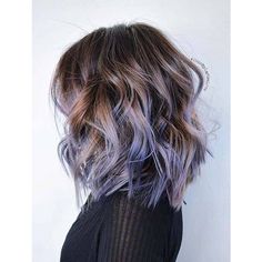 Brunette with lavender ombre Pastel Purple Hair, Purple Highlights, Lob Haircut, Super Hair, Ombre Hair Color, Hair Color Balayage, Dark Blonde