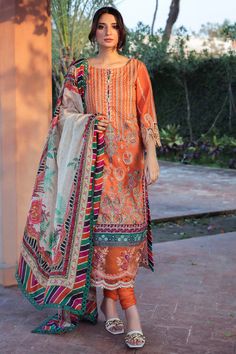 Motifz 3215 Summer Bloom  Premium Lawn 2022 Multicolor Printed Unstitched Suit For Summer, Summer Multicolor Printed Unstitched Suit, Festive Multicolor Lawn Suit With All Over Print, Festive Multicolor All Over Print Lawn Suit, Orange Lawn Suit With Printed Motifs For Summer, Orange Printed Lawn Suit For Summer, Traditional Multicolor Lawn Suit With All Over Print, Unstitched Orange Lawn Suit With Digital Print, Traditional Festive Lawn Suit With All-over Print