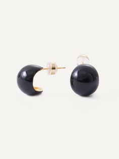 Hollow ball enamel earrings. Chic Black Round Earrings, Trendy Enamel Drop Earrings, Chic Black Earrings With Black Enamel, Black Enamel Earrings, Pierced, Black Enamel Pierced Earrings, Bold Black Drop Earrings, Chic Black Enamel Jewelry, Black Enamel Round Jewelry, Bold Black Jewelry Gift