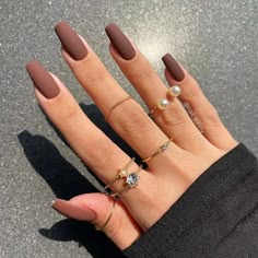 50+ Stunning Fall Nails You Need To Try! - Prada & Pearls Acrylic Nails Natural, Ombre Acrylic, 2023 Nails, Nails Matte, Brown Acrylic