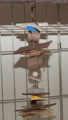 there is a bird made out of toilet paper