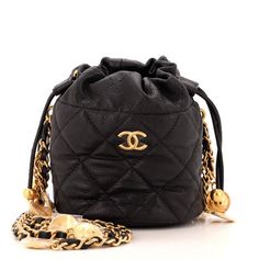 These Are Professional Pictures Of The Actual Item Offered By Rebag. Condition: Great. Light Odor In Interior. Slight Creasing And Scuffs On Exterior, Light Wear In Interior. Accessories: Dust Bag Measurements: Handle Drop -", Height 5", Width 4", Depth 4", Strap Drop 20" Designer: Chanel Model: Medallion Charms Drawstring Bucket Bag Quilted Caviar Mini Exterior Material: Leather Exterior Color: Black Interior Material: Fabric Interior Color: Black Hardware Color: Gold Brand Code: N9k6laxe Item Chanel Medallion, Bag Hardware, Drawstring Bucket Bag, Old Shop, Gold Interior, Chanel Accessories, Chanel Model, Bag Measurements, Gold Branding