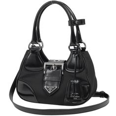 Prada Moon Logo Plate 2way Shoulder Bag Handbag Nylon Nero Black Width Approximately 22cm Height Approximately (Median) 14cm Depth Approximately 8cm Black Nylon Shoulder Bag With Silver-tone Hardware, Bags Prada, Moon Logo, Prada Bags, Bag Design, Bags Handbags, Black Color, Prada, Bags Designer