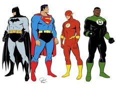 three superheros are standing next to each other