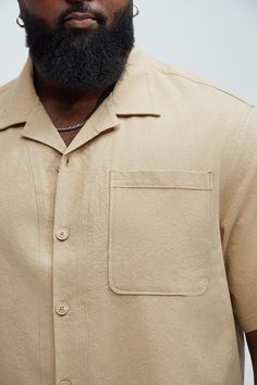 Available In Tan. Fold Down Collar Front Button Closure Chest Pocket Short Sleeve 100% Cotton Imported | Mens Walley Vintage Shirt in Tan size 2XL by Fashion Nova Mens Button Up, Vintage Shirt, Shorts With Pockets, Vintage Shirts, Chest Pocket, Fashion Nova, Button Up Shirts, Mens Shirts, Size Medium