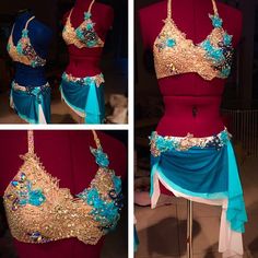 three pictures of different types of bras on mannequins, one in blue and the other in red