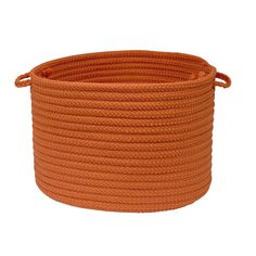 an orange rope basket on a white background