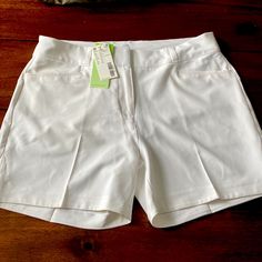 Womens White Adidas Golf Shorts White Bottoms For Golf In Spring, White Spring Golf Bottoms, Fitted Golf Shorts For Spring, Stretch Golf Shorts For Summer, Stretch Golf Bottoms Short Length, Stretchy Golf Shorts For Summer, White Cotton Golf Bottoms, Adidas Fitted Summer Bottoms, White Golf Bottoms For Summer