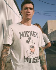 Men's Mickey Mouse Sporty Mickey Tee | Junk Food Clothing | Junk Food Clothing 90s Soft-washed Tops For Streetwear, 90s Style Soft-washed Tops For Streetwear, Throwback Relaxed Fit Crew Neck T-shirt, Retro Soft-washed T-shirt For Streetwear, Throwback Cotton Top For Streetwear, Disney Graphic Tees, Vintage Tees Men, Womens Vintage Tees, Food Clothes