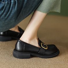 These loafers are designed in a timeless, minimal silhouette, so you'll be sure to wear them often. Made from soft leather, soft bottom that ensure all-day comfort. Wear yours with tailoring and denim alike. Color: Brown/BlackMaterial: CowhideLining: PigskinInsole: SheepskinSole: RubberHeels: 3.5 cm/1.38"Fit: Medium to Wide, Runs Normal.Origin: Made in China Production Time: About 5-7 days (Any exceptional case will email you, Please pay attention to your email left) Shipping Time: Free Shipping Elegant Faux Leather Slip-ons With Round Toe, Black Moccasins With Leather Sole For Spring, Classic Black Low Heel Platform Loafers, Black Loafers With Removable Insole For Spring, Loafers With Leather Footbed And Medium Width, Leather Footbed Loafers With Medium Width And Round Toe, Medium Width Leather Loafers With Round Toe, Classic Black Platform Loafers With Round Toe, Black Low Heel Platform Loafers For Work