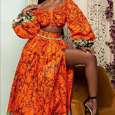 Brand New With Tags Was Order In A U.S. Size Xxl - Xxxl. ** Fits As A Us Size 1xl-2xl Authentic Material Belly Dress, African Print Crop Top, Reception Dance, Plus Size African, Stylish Naija, Skirt Styles, Trendy Crop Tops, Dance Event, African Inspired Clothing