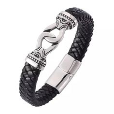 Items Condition: 100% Brand New Material: Stainless Steel / Genuine Leather Bracelet Color: Black Metal Color: Steel Color Quantity: 1pcs Size: Inner Perimeter 17.5cm - Suitable For The Wrist Circumference 160-170mm Inner Perimeter 18.5cm - Suitable For The Wrist Circumference 170-180mm Inner Perimeter 19.5cm - Suitable For The Wrist Circumference 180-190mm Inner Perimeter 20.5cm - Suitable For The Wrist Circumference 190-200mm Width: 1.1cm Warm Tips: Thanks For Your Visiting,Because Of The Phot Men Leather Bracelet, Punk Men, Genuine Leather Bracelet, Vintage Bangles, Braided Leather Bracelet, Mens Leather Bracelet, Mens Accessories Jewelry, Bangles Jewelry, Trendy Jewelry