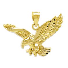 PRICES MAY VARY. Beautifully handcrafted Gold Bald Eagle Charm with 10 Karat gold. This makes a fantastic gift choice for any of your loved ones and friends. Sizing: 16mm in Height, 3.5mm Bail Size Heirloom Quality: Each charm is handcrafted in California with real 10 karat solid gold, comes with a “10K” quality hallmark stamped on each piece. Quality That Will Last: Made from solid hypoallergenic gold, you can be sure that no issues will arise from long wears. Not gold plated or gold filled. Pe Mexican Eagle Gold Necklace, Eagle Jewelry, Patriotic Eagle, Eagle Necklace, American Bald Eagle, Fantastic Gifts, Bald Eagle, Charm Pendant, Gold Chain