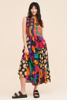 Pop Print A-Line Dress | Nuuly Current Plus Size Fashion Trends, Bold Color Fashion, Vintage Sheet Dress, Eclectic Grandma Fashion, Plus Size Maximalist Fashion, Queer Femme Fashion, Pop Style Fashion, Whimsy Fashion, Puerto Rico Fashion