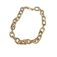 The perfect chunky chain is your new favorite statement piece! This necklace is luxurious and chic and will be sure to turn heads when worn! Bold Chunky Gold Jewelry, Chic Metal Chain Necklace For Gift, Elegant Chain Necklace With Chain Strap As Gift, Bold Gold Chunky Chain Jewelry, Party Link Chain Necklaces, Chic Metal Chain Necklace With Cable Chain, Trendy Link Chain Strap Necklace, Chunky Oval Link Necklace For Gift, Chunky Oval Link Necklace As A Gift