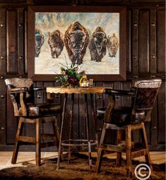 Laramie Leather Western Swivel Bar Chairs - Your Western Décor & Design Western Bar Stools, Cowhide Bar Stools, Adobe Interior, Unique Bar Stools, Western Bar, Farmhouse Coastal, Western Furniture, Tufted Leather, Leather Bar Stools