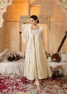 Ivory white pure cotton lawn Kalidar with details on the neckline, sleeves, and bottom. Paired with a churidar and an inner chikan shirt. (Includes Kalidar, inner shirt, and churidar) Luxury Off-white Women's Churidar, Festive White Chinon Churidar, White Floor-length Churidar For Festivals, Elegant White Cotton Churidar, Transitional Off White Chanderi Churidar, Fashion Newsletter, Astoria Ny, Churidar, Ivory White