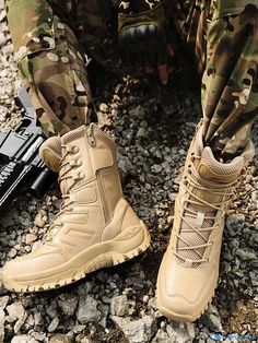 OrcaJump - Outdoor Mountaineer Boots - Durable and Breathable Hiking Boots for Camping and Hiking Durable Round Toe Boots For Adventure, Military Lace-up Boots For Outdoor Activities, Military Steel Toe Round Toe Boots, Outdoor Fall Boots With Round Toe, Military Style Steel Toe Boots, Wear-resistant Khaki Boots For Outdoor Work, Fall Outdoor Boots With Round Toe, Fall Outdoor Combat Boots With Round Toe, Military Steel Toe Work Boots