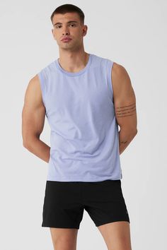 The Triumph Muscle Tank - Icy Purple | Alo Yoga Muscle Tank Top, Muscle Tank Tops, Steel Grey, Muscle Tank, Alo Yoga, Photo Reference, Muscle Tanks, Working Out, Lightweight Fabric