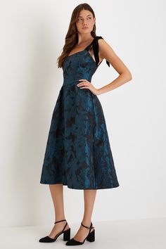 Beyond Graceful Black Floral Jacquard Velvet Tie-Strap Midi Dres College Grad Dresses, Tie Strap Dress, Midi Dres, Midi Dress Floral, Lulu Fashion, Grad Dresses, Jacquard Dress, Floral Jacquard, Main Character