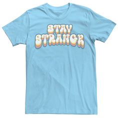 Enjoy a vintage vibe in this men's Stay Strange retro tee. Enjoy a vintage vibe in this men's Stay Strange retro tee. Crewneck Short sleevesFABRIC & CARE Cotton Machine wash Imported Color: Light Blue. Gender: male. Age Group: adult. 80s Tshirts, Color Light Blue, Retro Tee, Retro T Shirt, Vintage Vibe, Retro Tshirt, Blue Gender, Mens Graphic Tee, Vintage Vibes