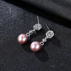 Elegant Sterling Silver Pearl Drop Bridal Earrings Bry - Pink Sterling Silver Drop Pearl Earrings, Pink Sterling Silver Pearl Earrings For Pierced Ears, Silver Hypoallergenic Pearl Earrings For Party, Hypoallergenic Silver Pearl Earrings For Party, Silver Drop Pearl Single Earring, Silver Pearl Drop Bridal Earrings, Silver Single Pearl Earring In Sterling Silver, Silver Drop Earrings With Pearl Detail, Silver Dangle Earrings With Pearl Drop