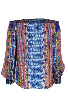 Bring the party wherever you go in this fun blouse from Ramy Brook! A bright and bold Aztec-inspired print in an off-the-shoulder silhouette makes this eye-catching piece perfect for a hot summer night out! You'll be sure to sizzle when you pair this with a miniskirt and colorful heels. Size XS/S 100% Polyester Pullover closure Unlined Off-the-shoulder design w/ elastic Long sleeve Multicolored Aztec print design Bust 29" Sleeve length 37" Sleeve length 19" Shoulder to hem 20" Colorful Heels, Ramy Brook, Summer Night, Aztec Print, Hot Summer, Off The Shoulder, Night Out, Print Design, Mini Skirts