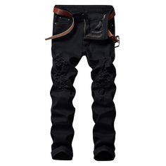 Zip Fly Straight Jeans with Extreme Rips - Black - 3C32081816 - Men's Clothing, Men's Bottoms, Men's Jeans  #MensJeans #Men's #Clothing # #Men's #Bottoms # #Men's #Jeans Extreme Ripped Jeans, Ripped Men, Mens Fashion Wear, Ripped Jeans Men, Cheap Jeans, Mens Fashion Rugged, Black Ripped Jeans, Outfit Jeans, Long Jeans