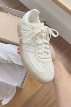 cream and white adidas sambas, im obsessed. Link is to a sellers listing but dm me for more links! Instagram @tropicaldagny Looks Adidas, Adidas Samba Outfit, Trendy Shoes Sneakers, Cute Sneakers, Hype Shoes, Everyday Shoes