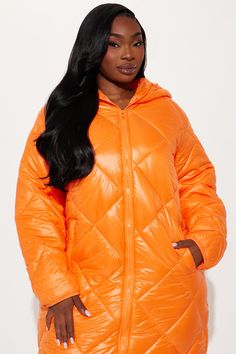 Available In Black, Olive, And Orange. Puffer Hooded Long Sleeve Nylon Quilted Pockets Fully Lined Face: 100% Nylon Back/Filling: 100% Polyester Imported | Everyday Swag Long Puffer in Orange size XS by Fashion Nova Long Puffer Jacket, Long Puffer, Black Olive, Orange Fashion, Jacket Style, Fashion Nova, Puffer, Size Medium, Orange