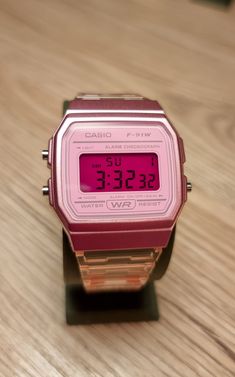 F-91W "Miami Pink" - Modified Pink Transparent Casio Watch with Inverted Pink Back Screen Mod This model was made with 80's in mind. If you ever needed a watch even if you were on vacation, not to check what time it is, but just of curiosity because you want to see the sunset tomorrow at the same time, we think that this is the perfect companion for doing so. So yeah, if you are ready to feel like you were born in 80's Miami, this is the Casio to get. Watch is modified in-house by EON workshop. Retro Watches Qvc, Small Watches Women Heart, Luxury Pink Chronograph Watch, Luxury Retro Chronograph Watch Accessories, Cheap Casual Analog Watches, Cheap Trendy Party Watches, Luxury Retro Watch Accessories With Automatic Movement, Cheap Durable Watches, Cheap Rose Gold Quartz Watches