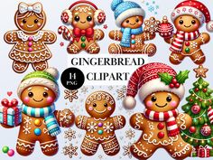 30 Watercolor Gingerbread Girl PNG Bundle, Gingerbread Clipart, Winter ...