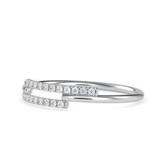 Stamped: 14K Total Ring Weight: 1.2 Grams Diamond Weight: 0.11 Carat (F-G Color, VS2-SI1 Clarity) 1.1 Millimeters Diamond Quantity: 22 SKU: [601954] Timeless Open Bypass Ring For Formal Occasions, Timeless Double Band Stackable Rings For Formal Occasions, Timeless Formal Stackable Double Band Rings, Timeless Formal Double Band Stackable Rings, Formal Diamond Bypass Ring With Open Band, White Gold Double Band Stackable Rings For Formal Events, Formal White Gold Double Band Stackable Rings, Classic Formal Bypass Ring With Round Band, Classic Formal Bypass Ring With Open Band