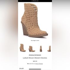 Brand New, Trendy Boots! Complementary! Casual Synthetic Booties With Reinforced Heel, Casual Boots With Stacked Heel, Casual Open Toe Synthetic Boots, Casual High Heel Synthetic Booties, Below The Knee Boots, Jessica Simpson Boots, Tan Suede Boots, Trendy Boots, Black Combat Boots