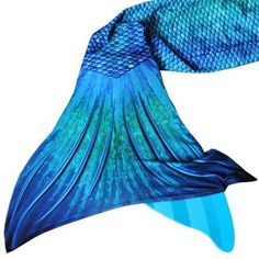 a blue and green fish tail on a white background